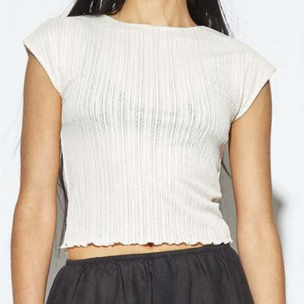 NWT Find Me Now The Ribbed Mesh Baby Tee in Eggshell